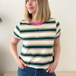 Multi Stripe Green & Pink Tee - The Nines