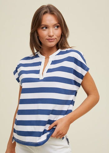 Sunny Day Navy Striped Top