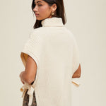 Cream Turtleneck Side Tie Sweater Vest - The Nines