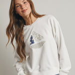 Patched Sailboat Off White & Blue Sweatshirt - The Nines