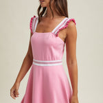 Punch Ruffle Stripe Open Back Tennis Dress - The Nines