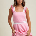 Punch Ruffle Stripe Open Back Tennis Dress - The Nines