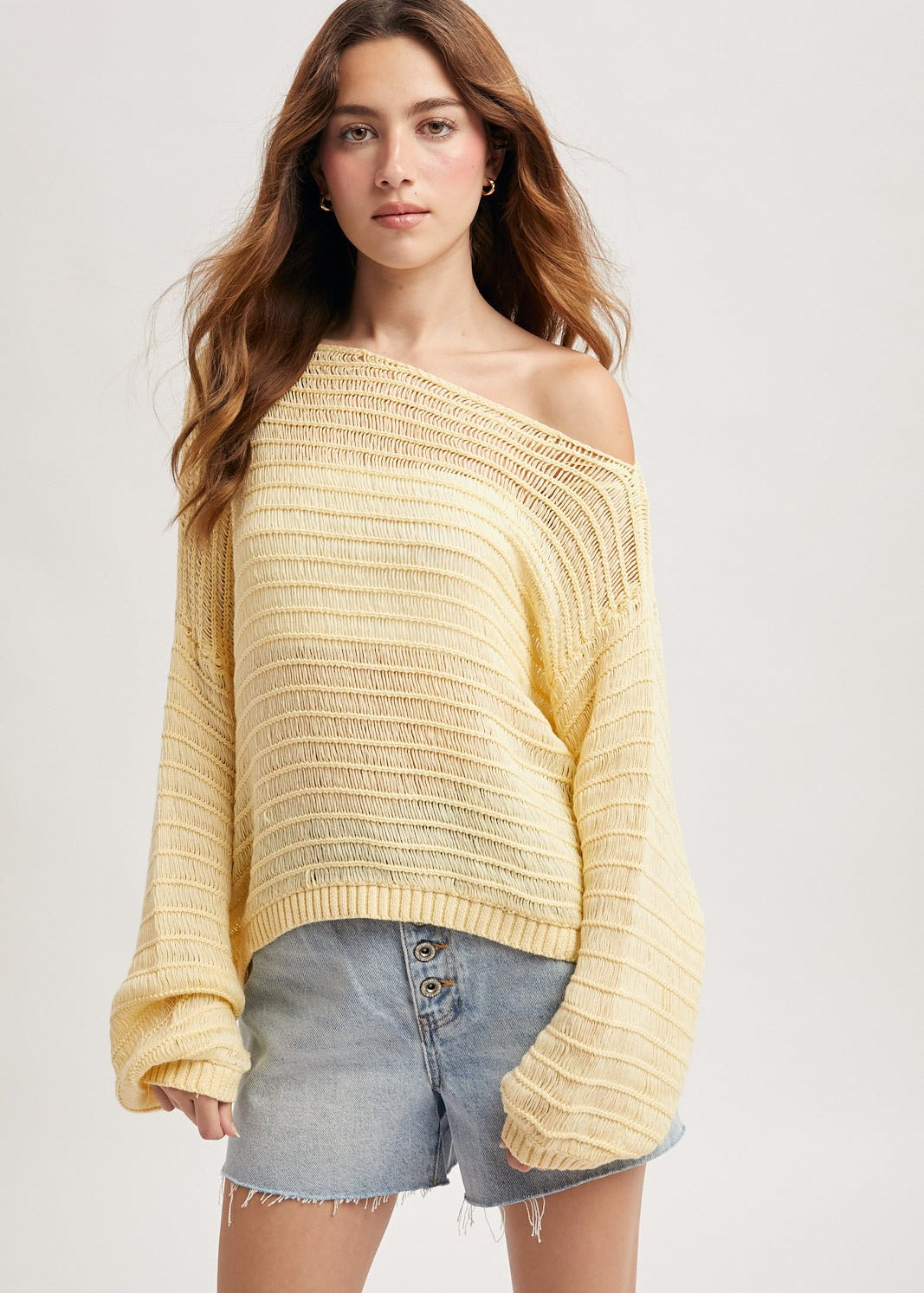 Off The Shoulder Open Knit Top - 2 Colors! - The Nines