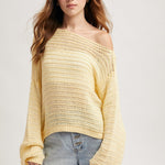 Off The Shoulder Open Knit Top - 2 Colors! - The Nines