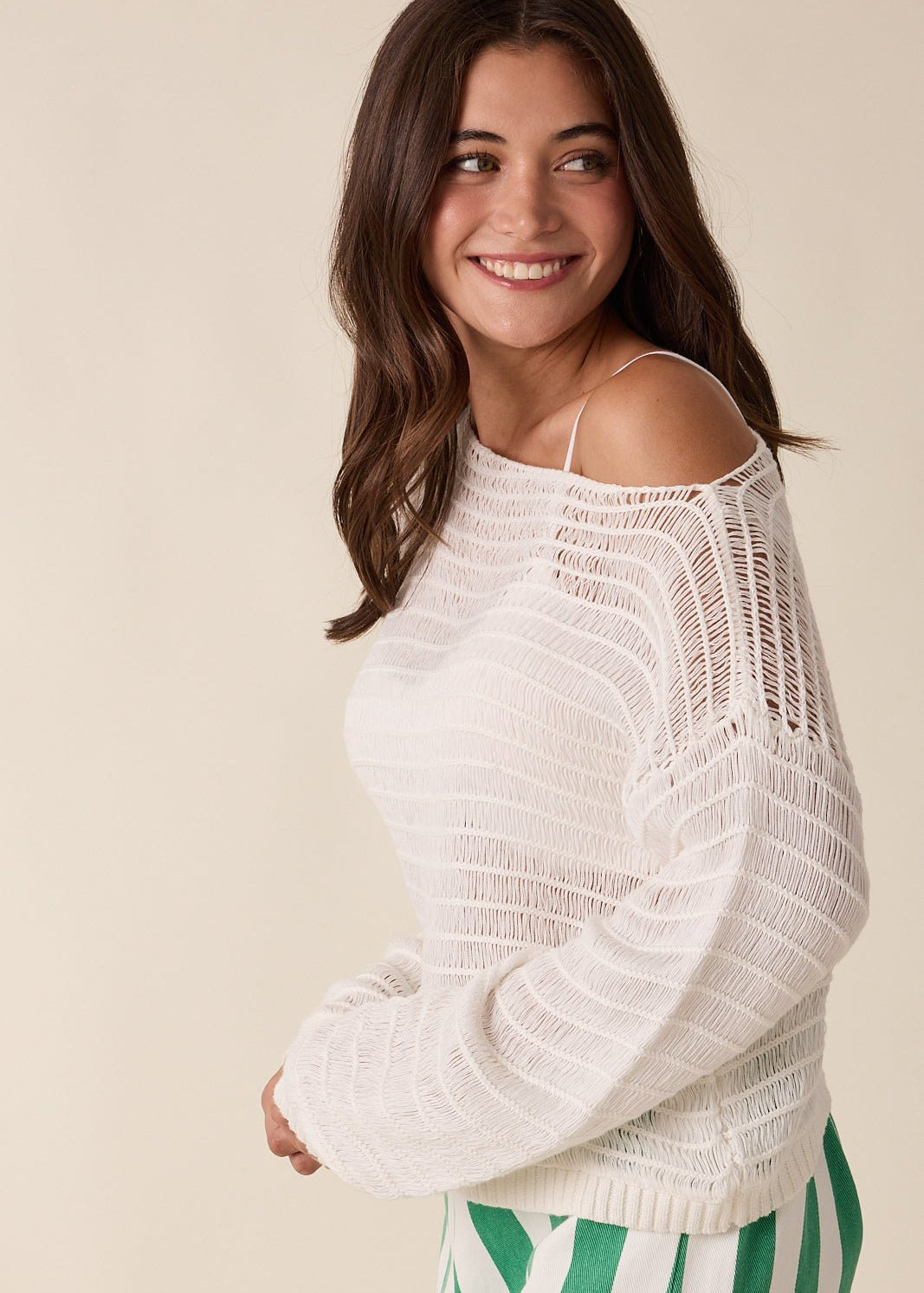 Off The Shoulder Open Knit Top - 2 Colors! - The Nines
