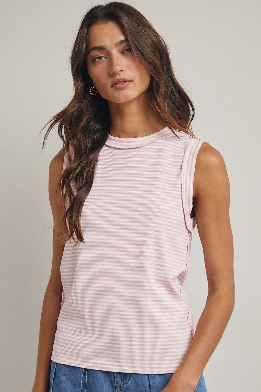 Striped Raw Edge Knit Tank - 4 Colors! - The Nines