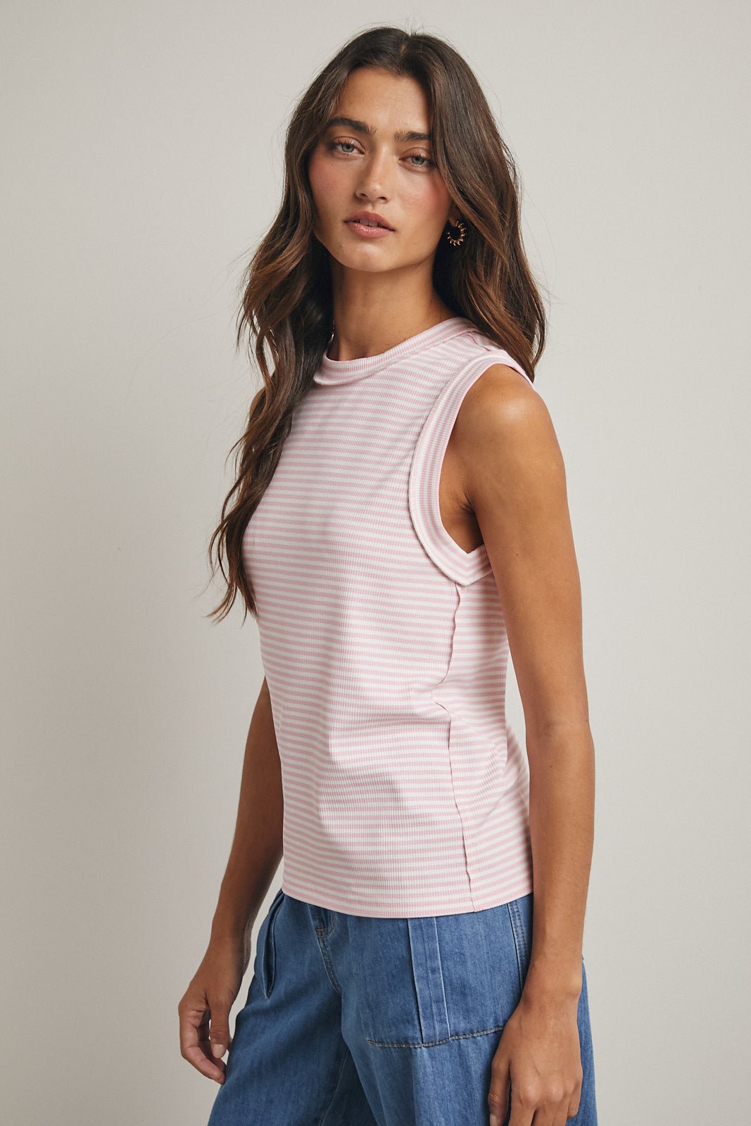 Striped Raw Edge Knit Tank - 4 Colors! - The Nines