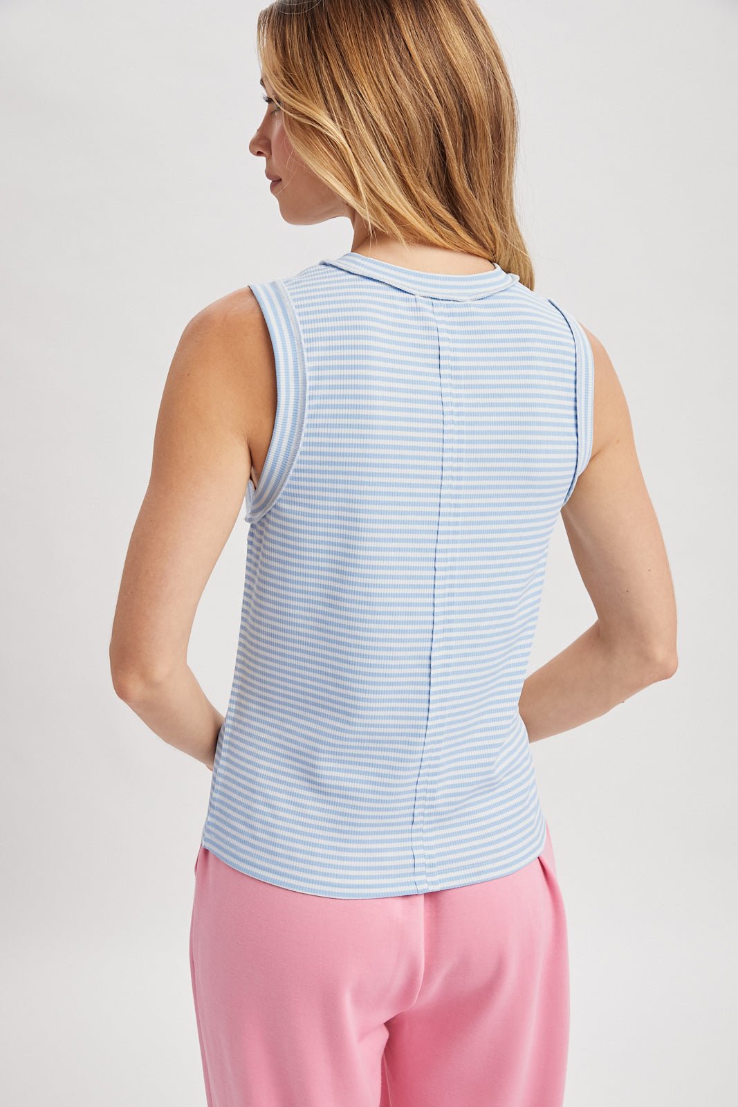 Striped Raw Edge Knit Tank - 4 Colors! - The Nines