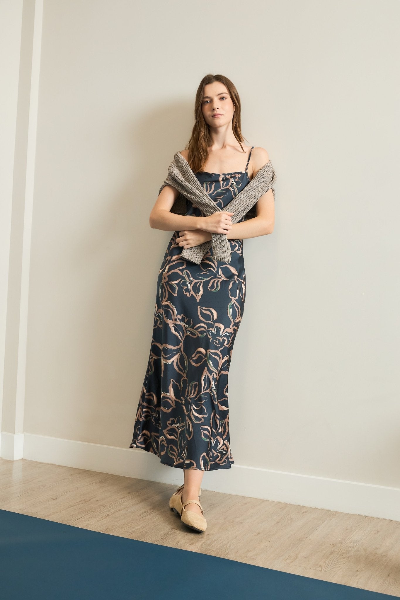 Layered Sweater Top Satin Dress - The Nines