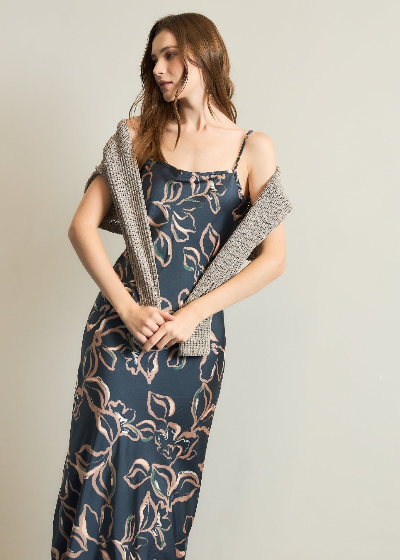 Layered Sweater Top Satin Dress - The Nines