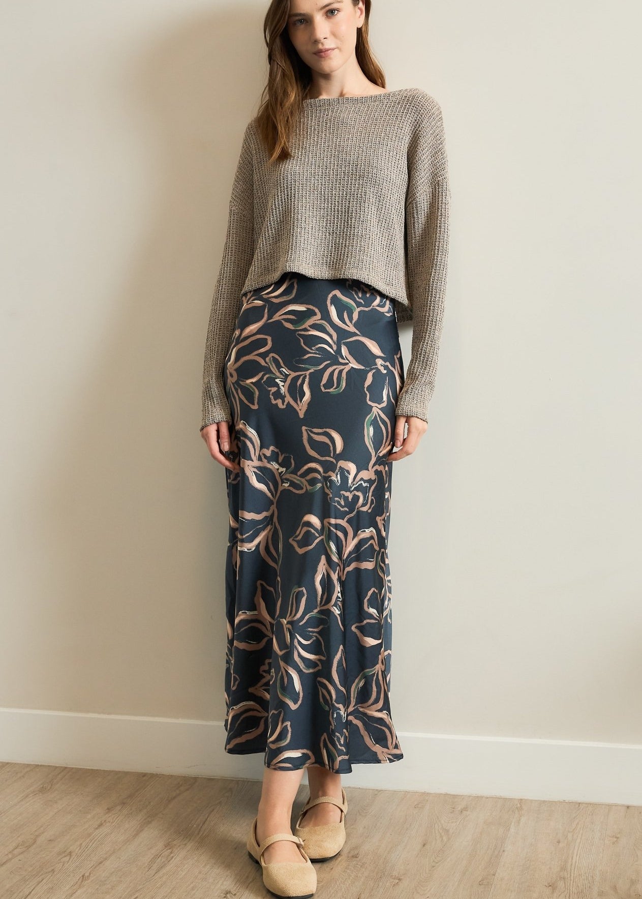 Layered Sweater Top Satin Dress - The Nines