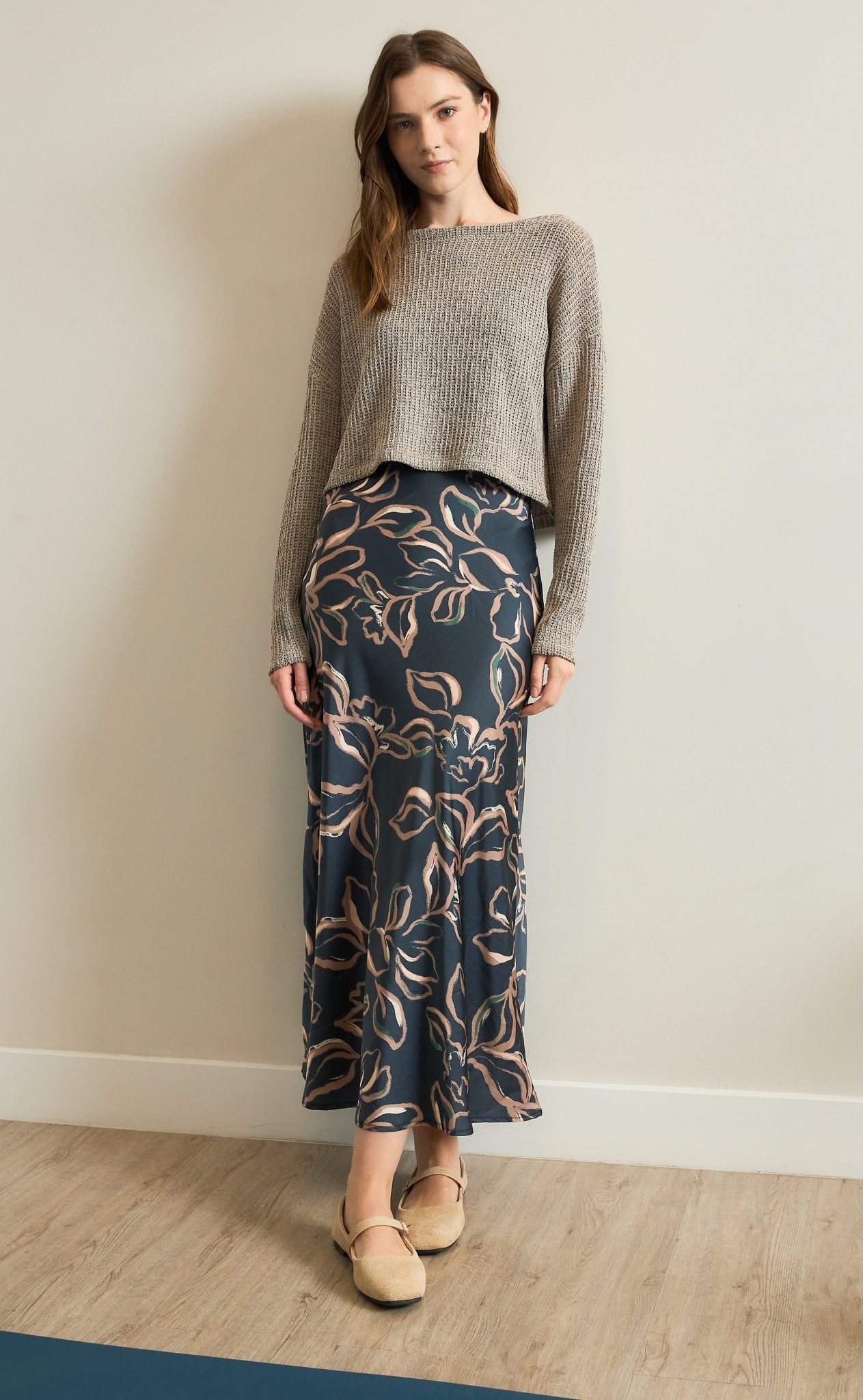 Layered Sweater Top Satin Dress - The Nines