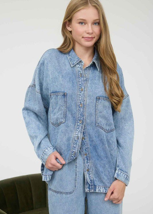 Washed Chambray Lightweight Button Down Shirt - The Nines
