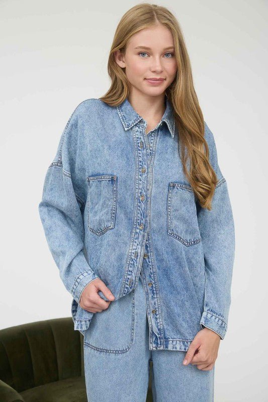 Washed Chambray Lightweight Button Down Shirt - The Nines