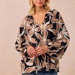 Black & Mocha Floral Top - The Nines