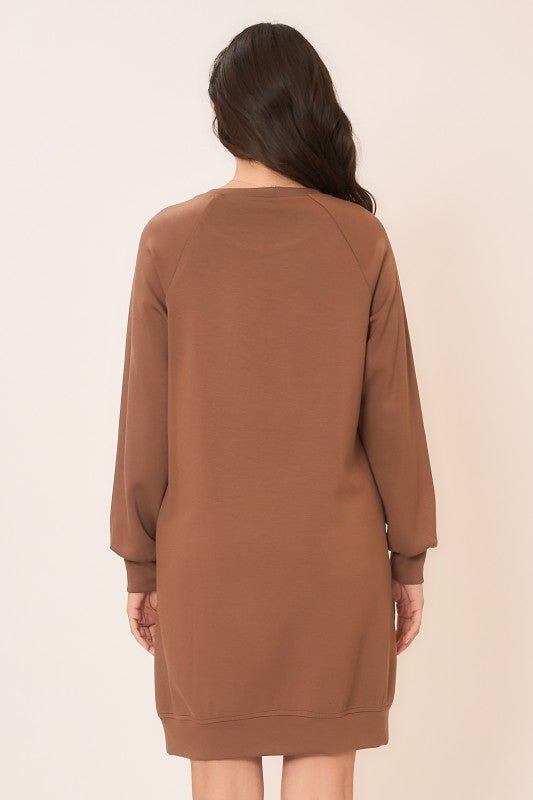 Mocha Hi Low Scuba Pocket Dress - The Nines