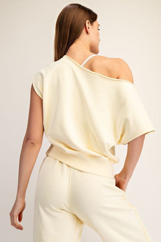French Terry Off The Shoulder Top - 2 Colors! - The Nines