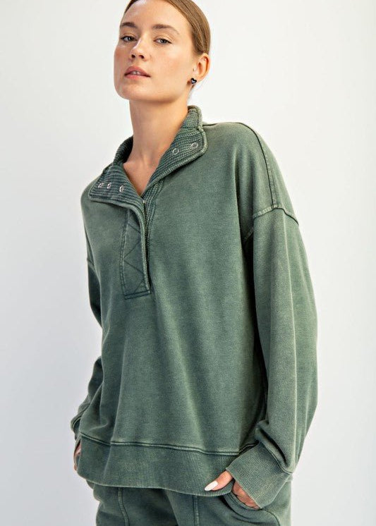 Rae Mode French Terry Snap Sweatshirt - 2 colors! - The Nines
