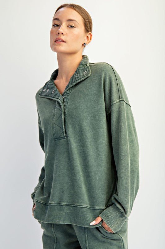Rae Mode French Terry Snap Sweatshirt - 2 colors! - The Nines