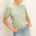 Sage Puff Crew Neck - The Nines