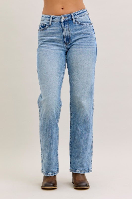 Judy Blue Mr Rigid Straight Medium Blue - 2 Lengths - The Nines