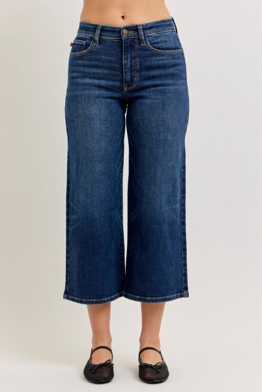 Judy Blue High Waist Cropped Ankle Wide - The Nines