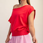 French Terry Off The Shoulder Top - 2 Colors! - The Nines