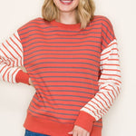 Orange Stripe French Terry Top - The Nines