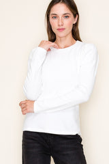 Soft Subtle Puff White Long Sleeve Top