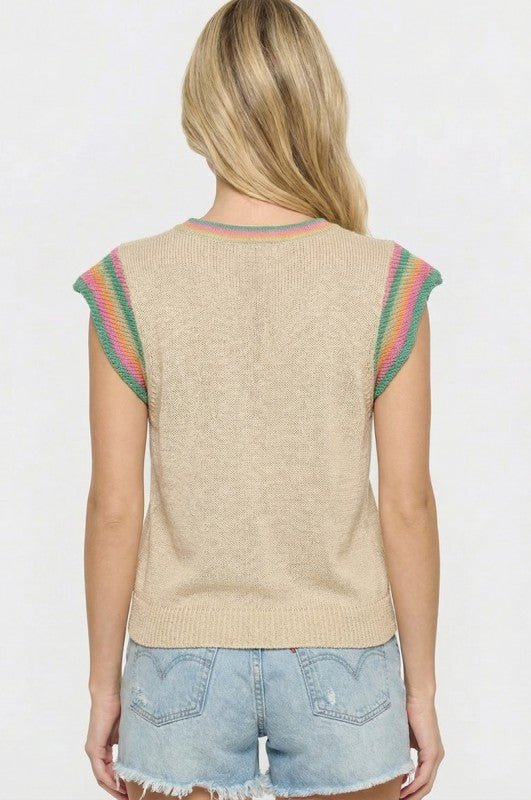 Natural Colorful Sleeve Knit Top - The Nines