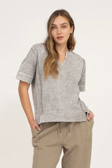 Washed Split Neck Tees - 2 Colors!