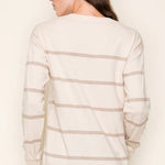 Oatmeal Sequin Stripe Pullover - The Nines