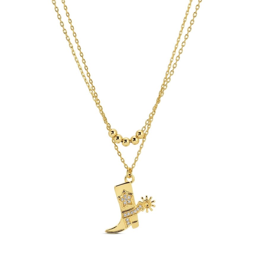 Glitzy Cowgirl Boot Double Necklace - 2 colors! - The Nines