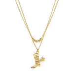 Glitzy Cowgirl Boot Double Necklace - 2 colors! - The Nines