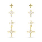 Trio Cross with Drop Earrings - The Nines