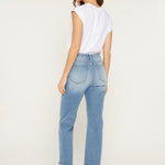 Mica Queen Blue High Rise Cuff Straight Leg Jean - The Nines