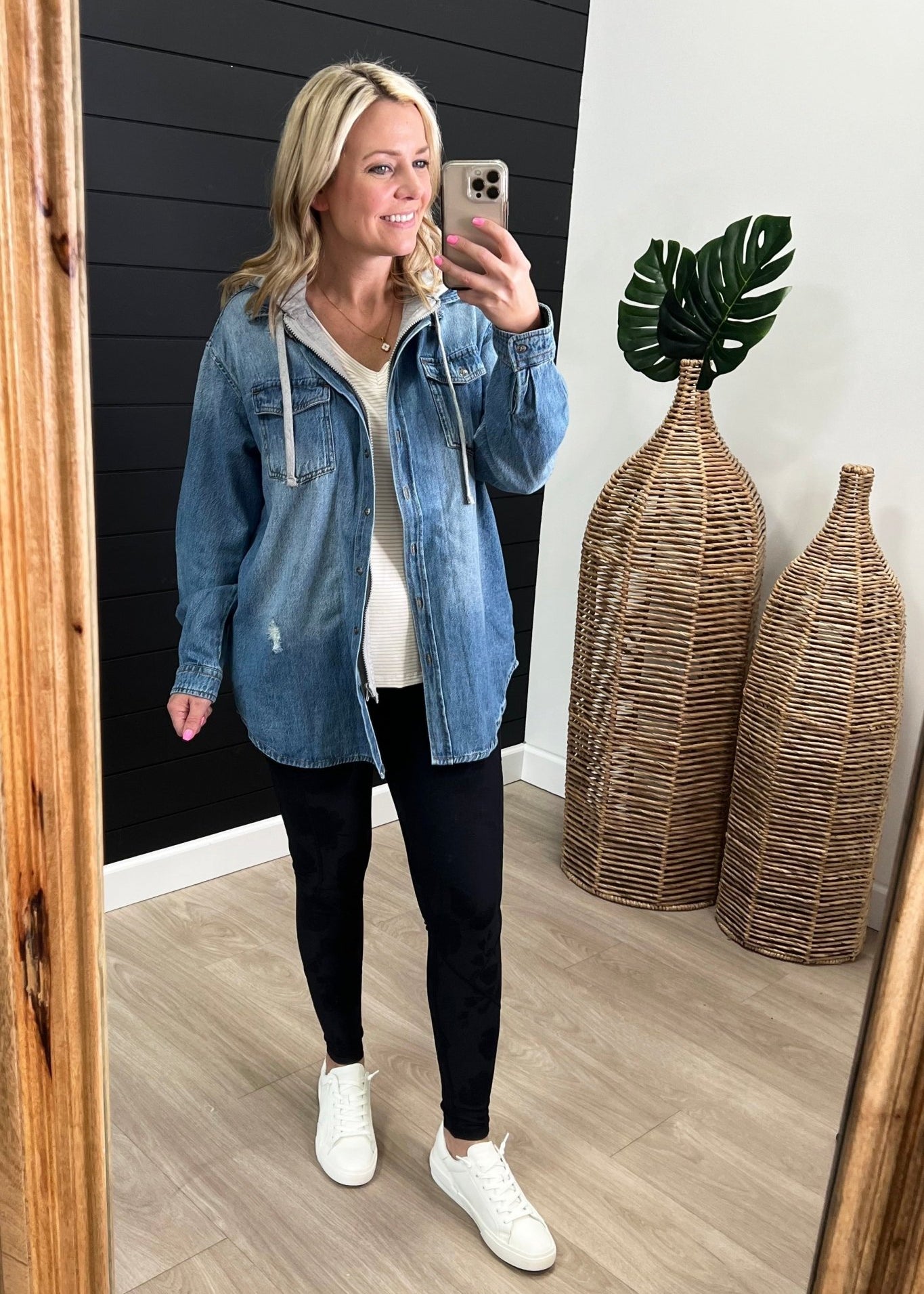 Hooded Denim Pocket Shacket - The Nines