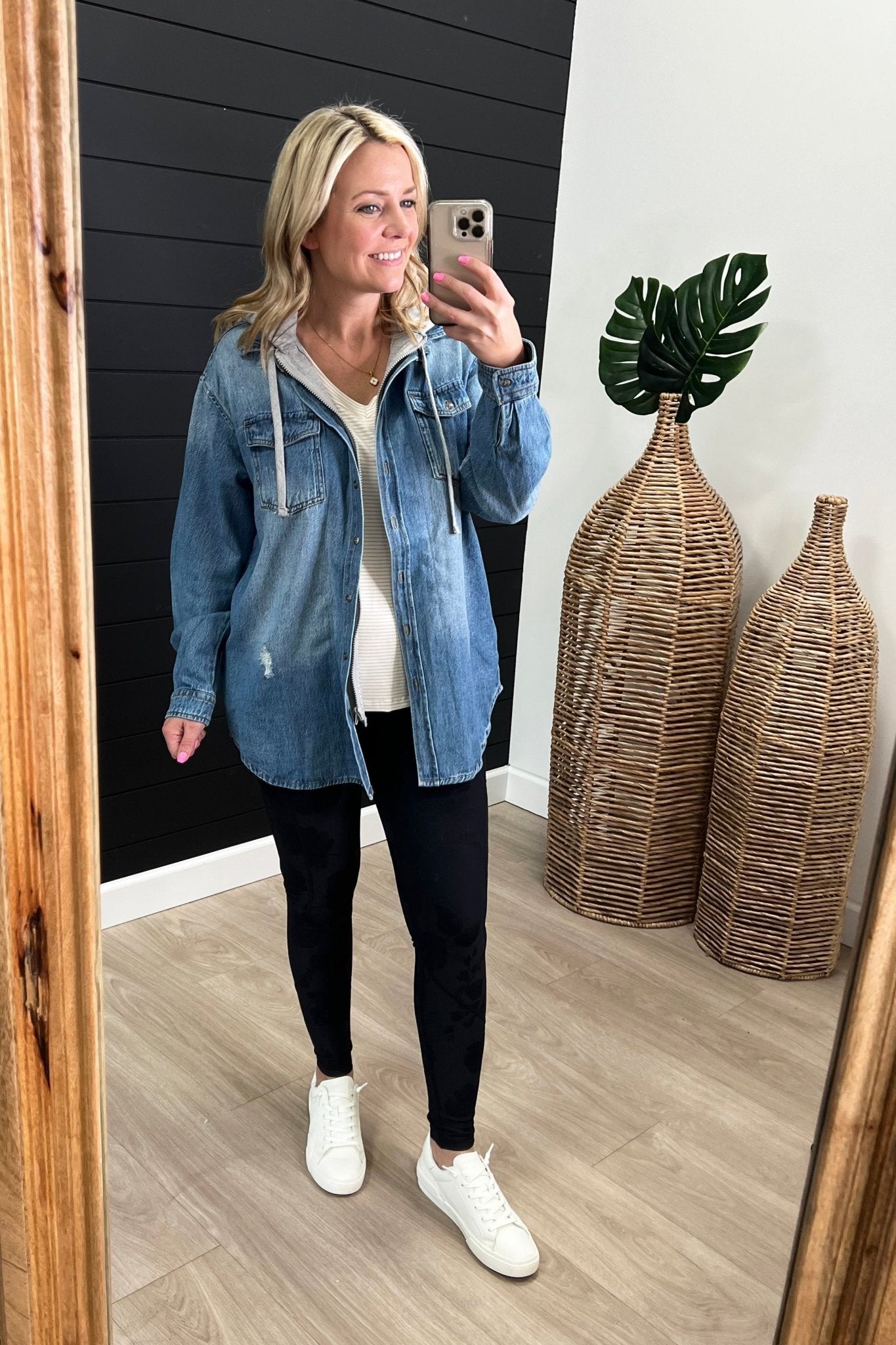 Hooded Denim Pocket Shacket - The Nines