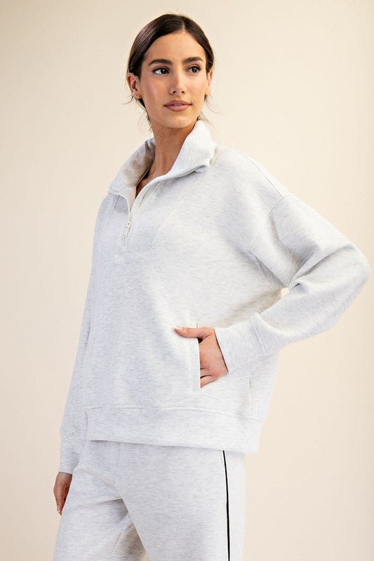 Light Heather Gray Quarter Zip - The Nines