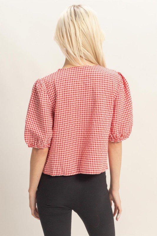 Gingham Tie Top - 2 Colors! - The Nines
