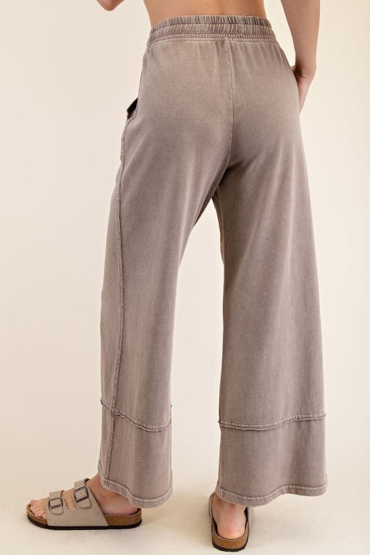 Mocha Washed Wide Leg Casual Pant - The Nines