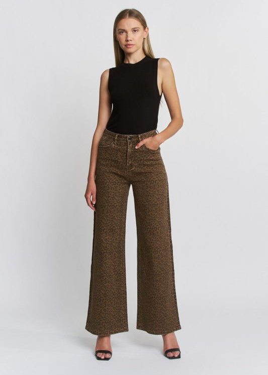 Mica Leopard Wide Leg Jean - The Nines