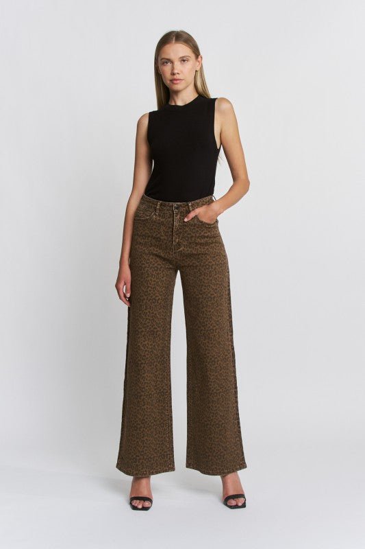 Mica Leopard Wide Leg Jean - The Nines