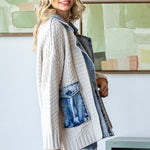 Cream Knit Layered Denim Jacket - The Nines