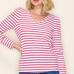 Red Scalloped V - neck Top - The Nines