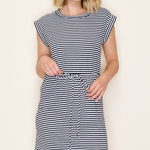 Navy Striped Drawstring Dress - The Nines