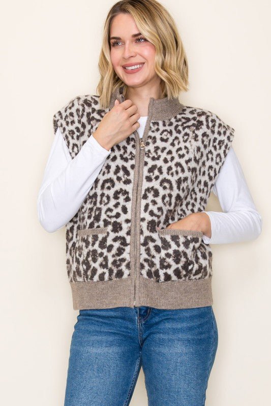 Leopard Sweater Vest - 2 Colors! - The Nines