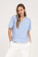 Washed Split Neck Tees - 2 Colors!
