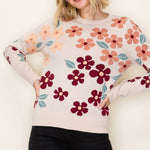 Taupe Floral Sweater Top - The Nines