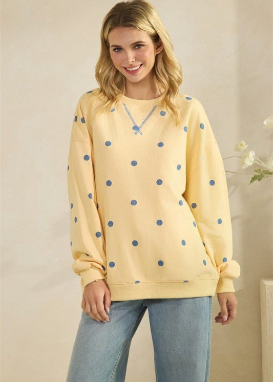 Yellow & Blue Polka Dot Sweatshirt - The Nines